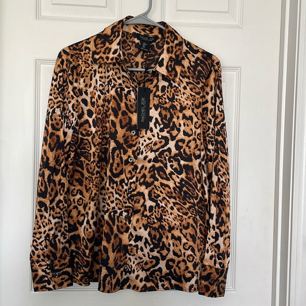 Rachel Zoe button down satin style shirt